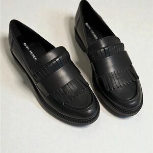 Marc Fisher iconic Black vegan Loafers with Fringe Detail NWOT